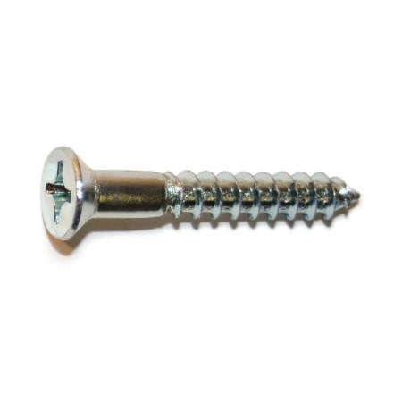 Midwest Fastener Wood Screw, #12, 1-1/2 in, Zinc Plated Steel Flat Head Phillips Drive, 100 PK 02593